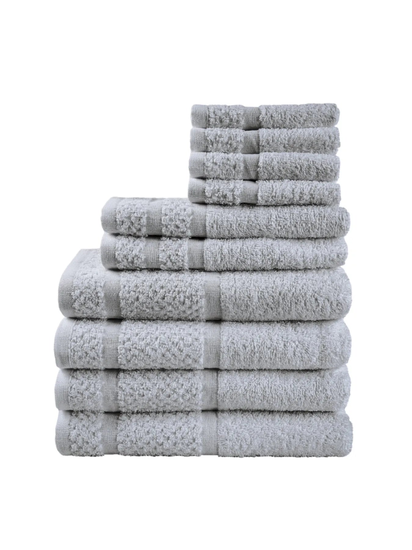 10 Piece Grey Towel Set with Upgraded Softness and Durability