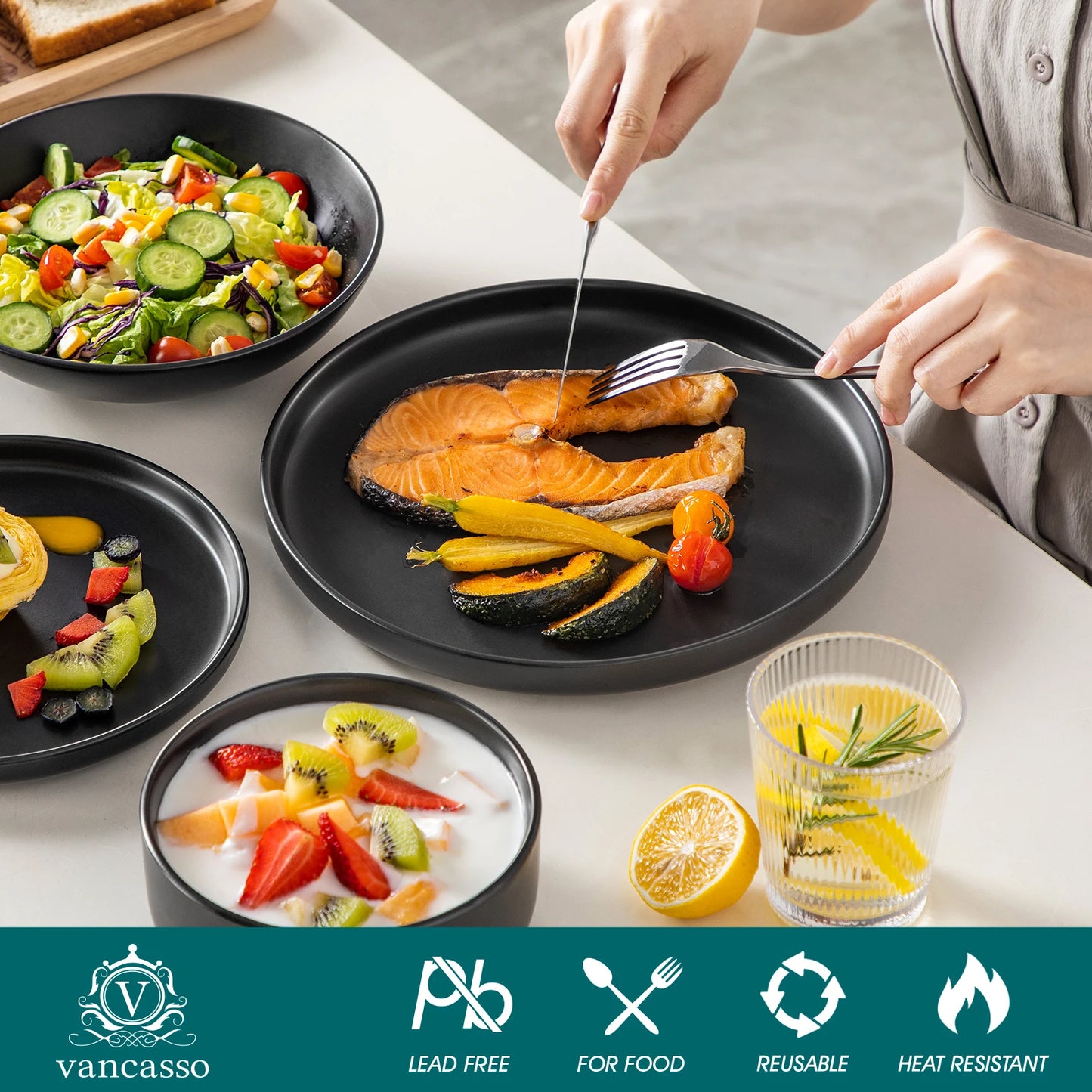 Malacasa Ceramic Dinnerware Set Complete Tableware For Six