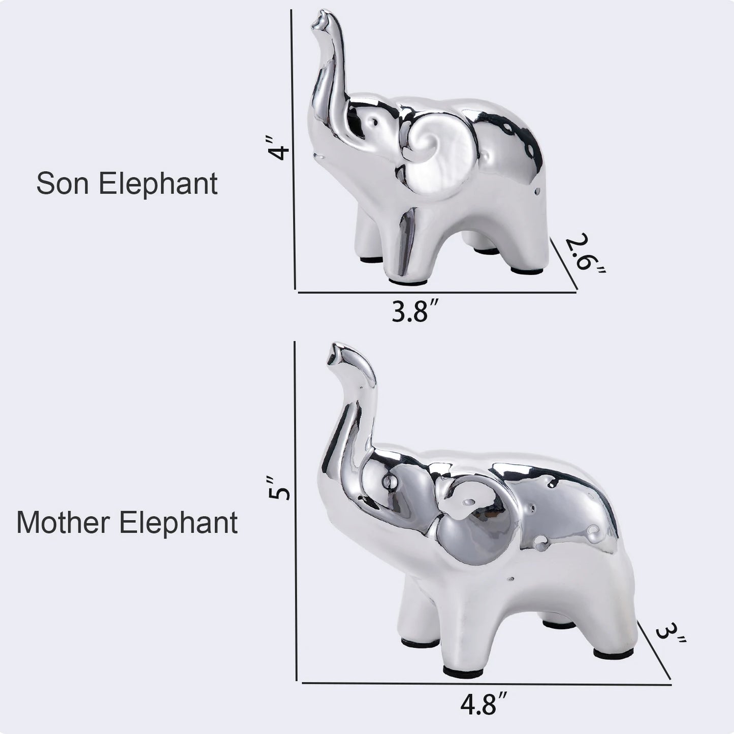 Ceramic Elephant Statue Pair Animal Sculpture Craft for Home Office Desktop Decor Wealth Lucky Gift
