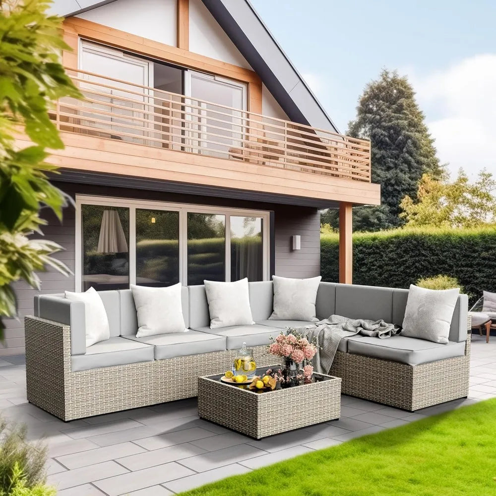 Angduo 7 Piece Modular Outdoor Sectional Set for Patio