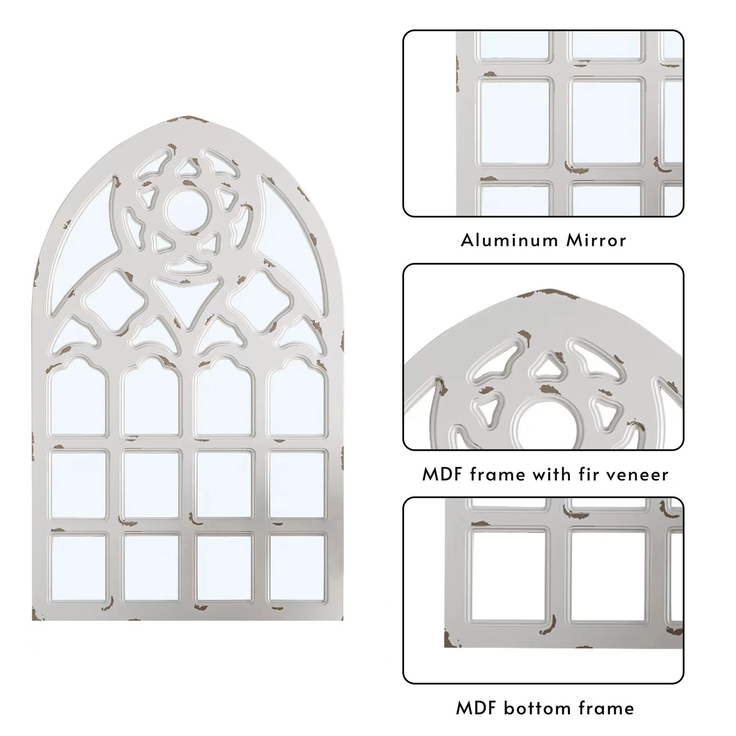 Arched Window Mirror, Large Retro Farmhouse Wall Mirrors