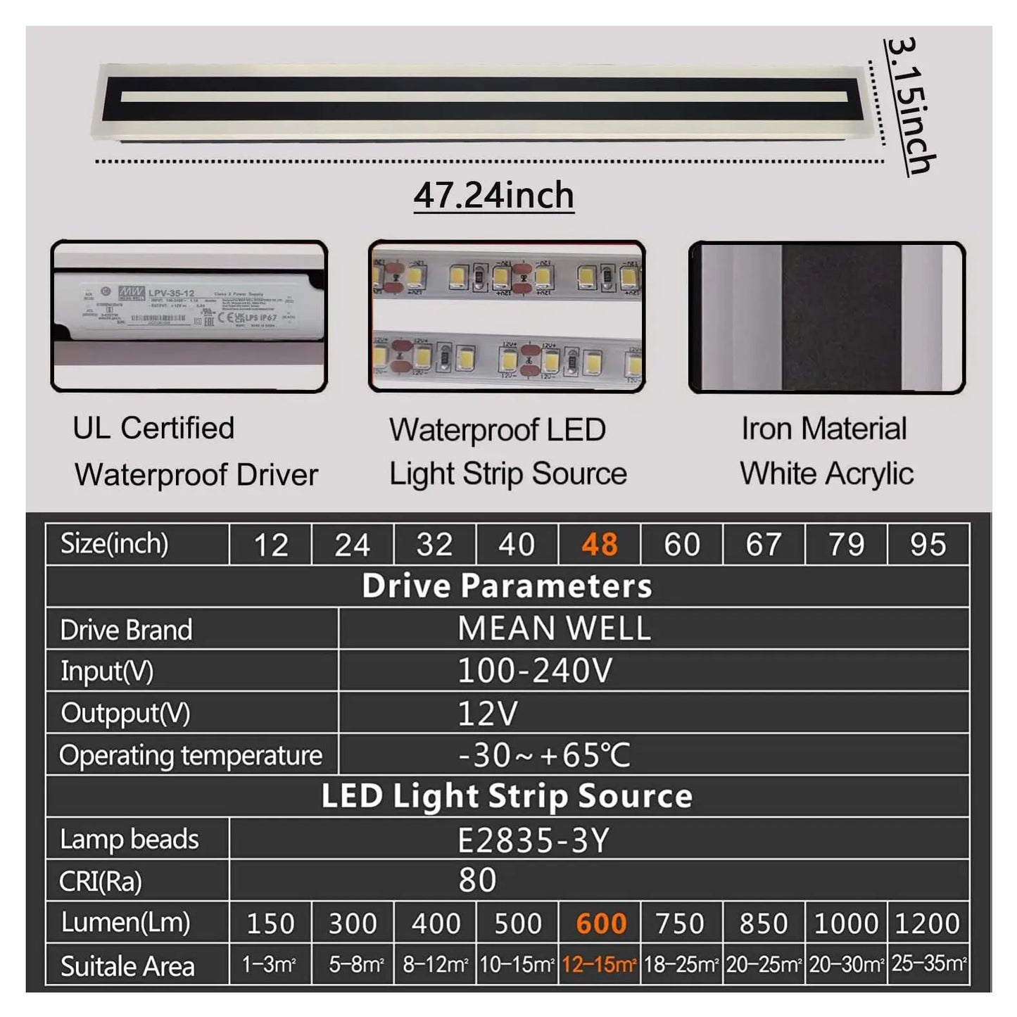Outdoor Long Strip Modern LED Wall Lighting Fixture Lamps