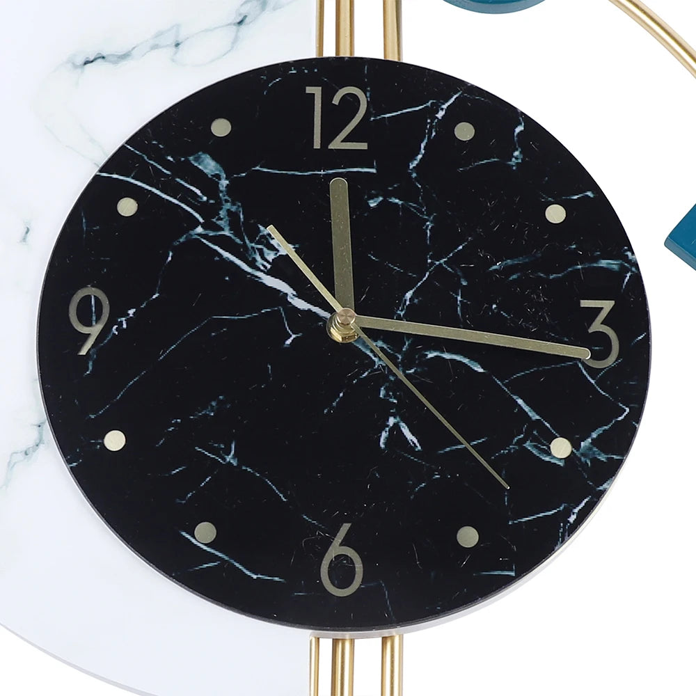 Combination Silent Semicircle Marble Quartz Wall Clock Deco