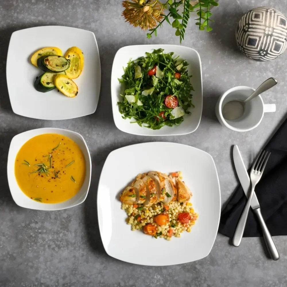 PDQ Everyday Square Expanded Dinnerware Set for Dining