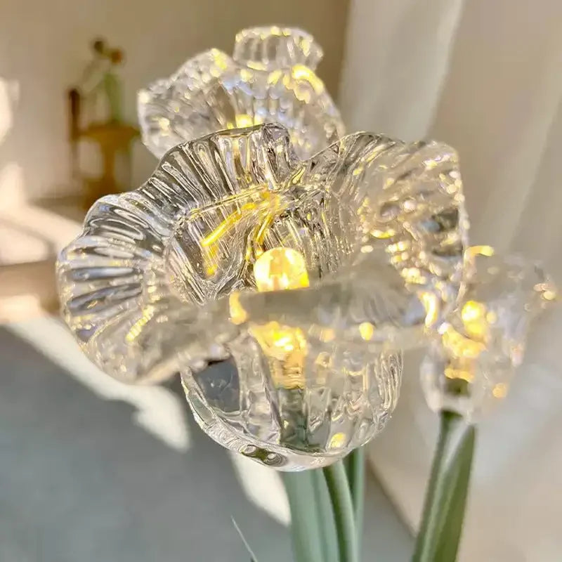 Bell Orchid Glass Table Lamp LED Night Light Ambient Glow