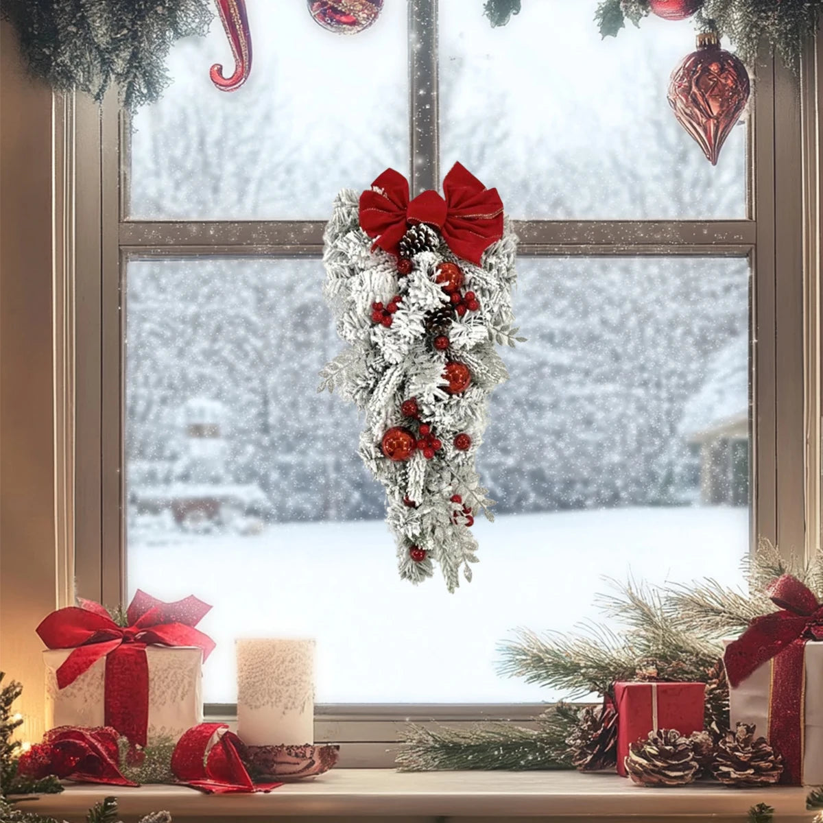 CN Zhejiang Christmas Teardrop Swags Front Door Decorations