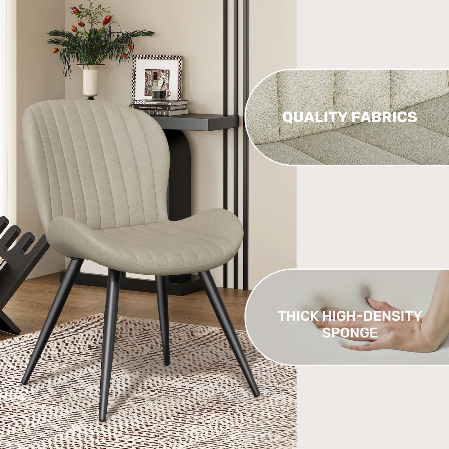 Nalupatio Dining Chair Set of 2 Modern Cushioned Backrest