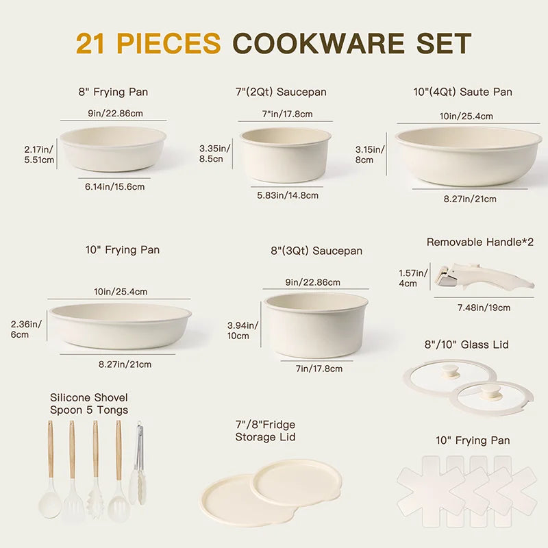 Astercook 21 Piece Nonstick Pots and Pans Ceramic Set