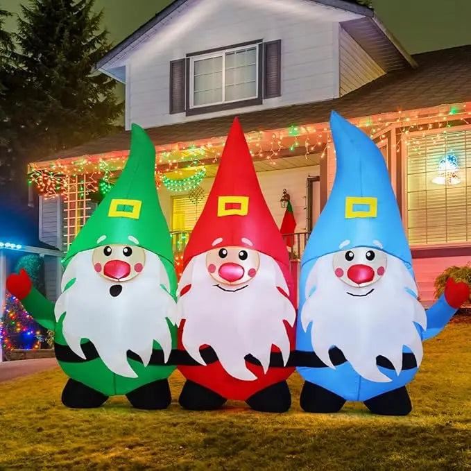 GOOSH Christmas Inflatable Gnomes Decoration LEDs Built In