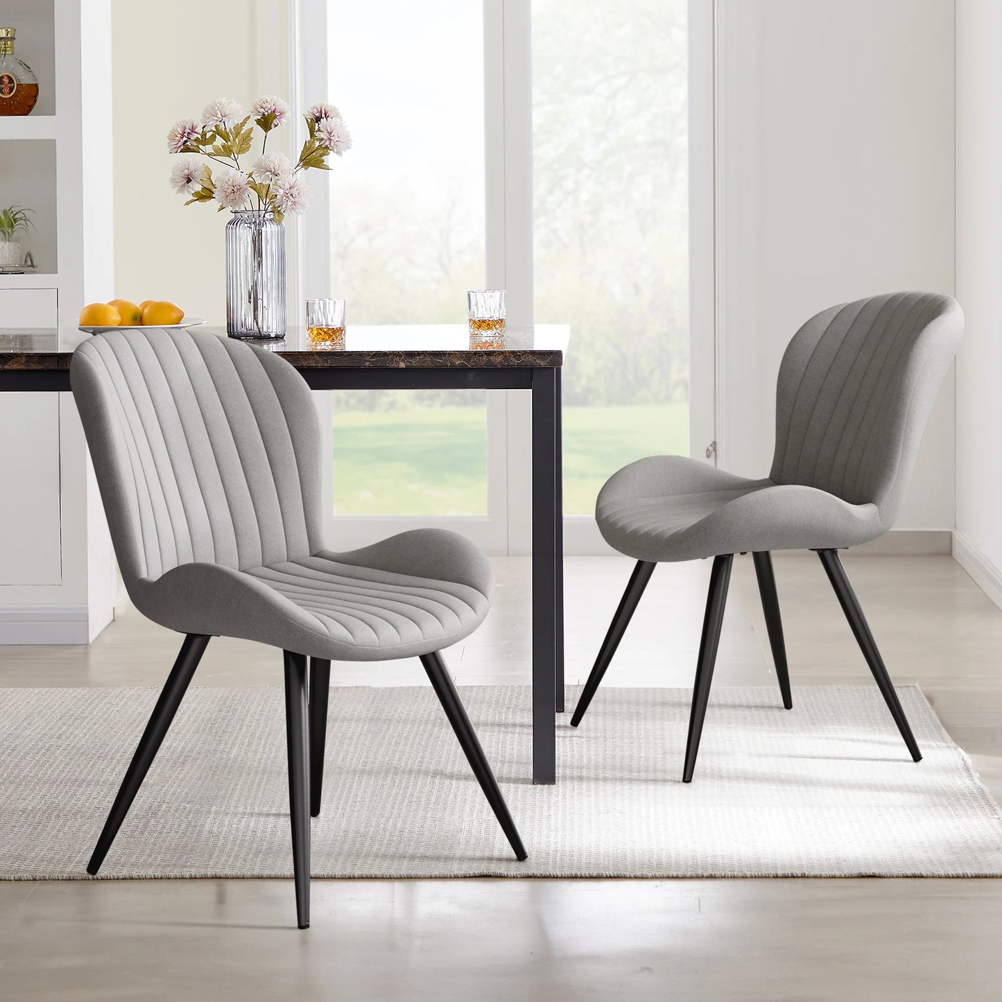 Nalupatio Dining Chair Set of 2 Modern Cushioned Backrest