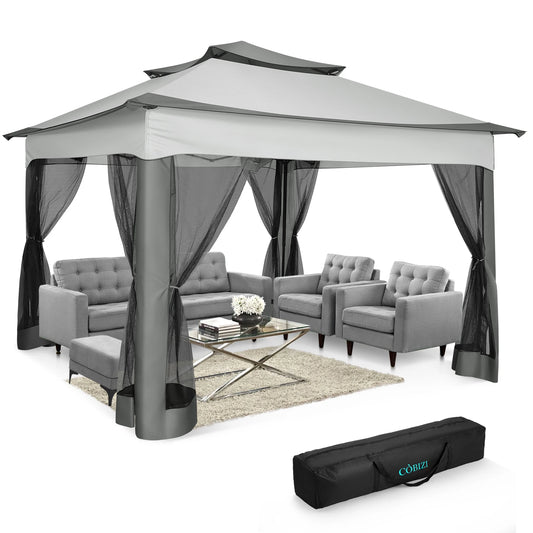 TooluckCN Pop Up Gazebo With Mosquito Netting Canopy
