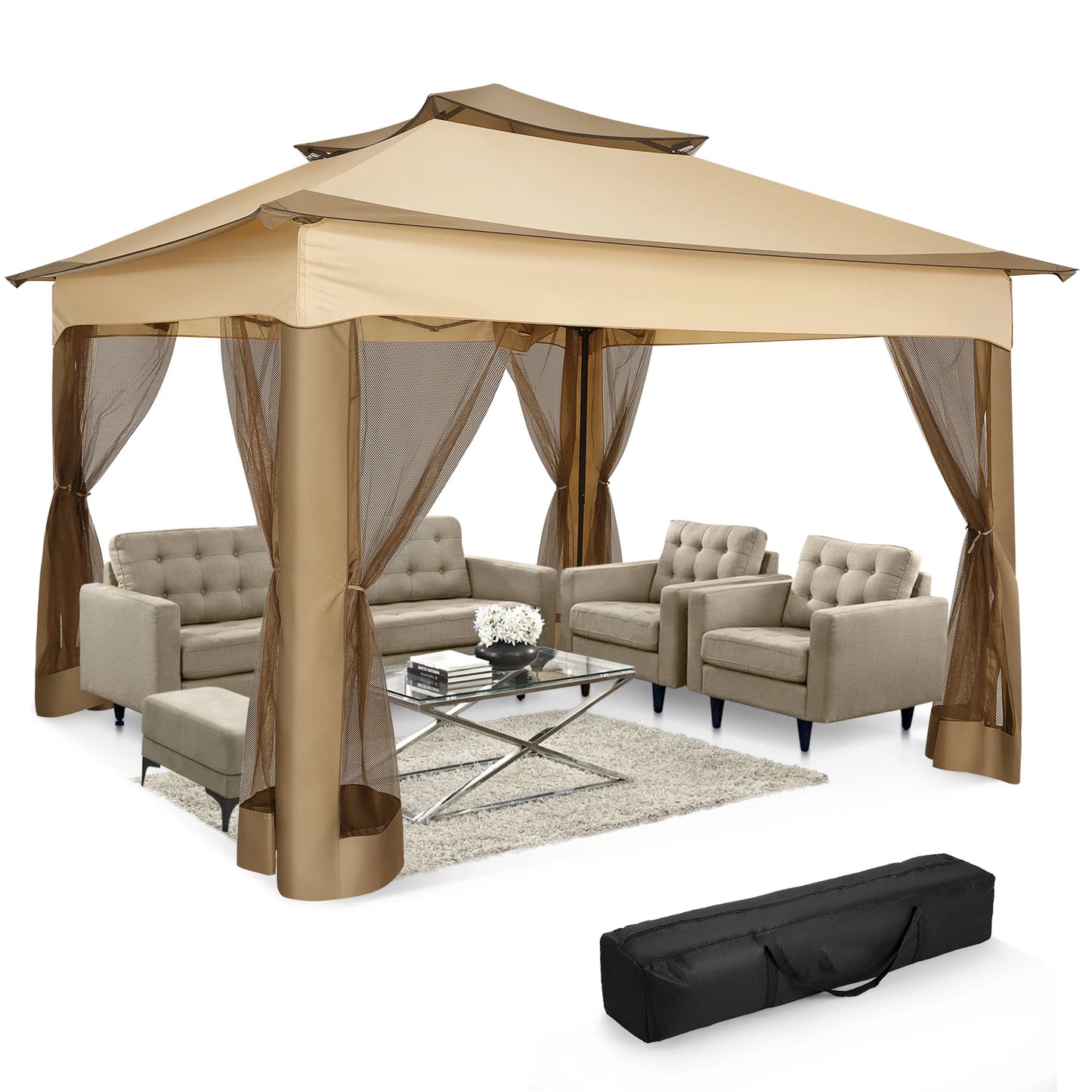 TooluckCN Pop Up Gazebo With Mosquito Netting For Outdoors