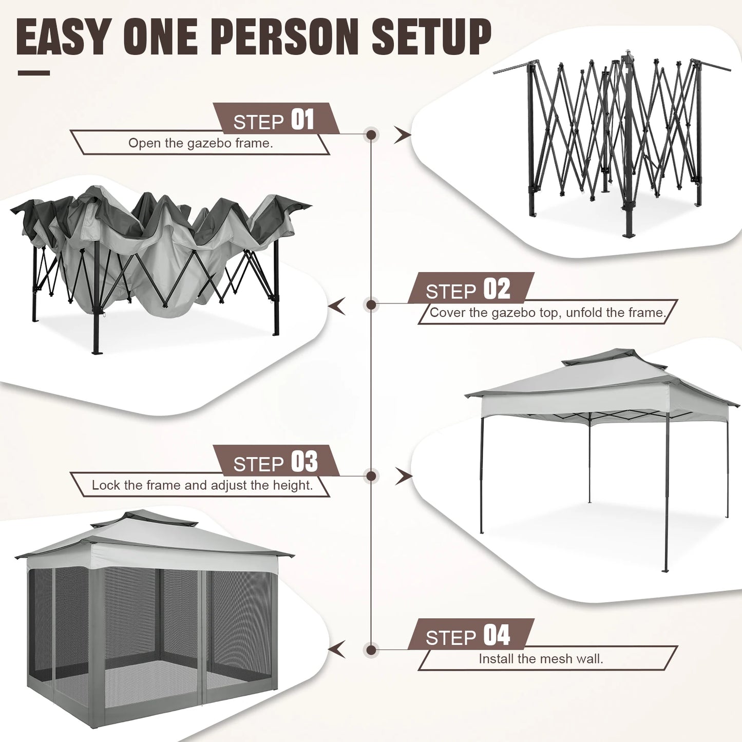 TooluckCN Pop Up Gazebo With Mosquito Netting Canopy