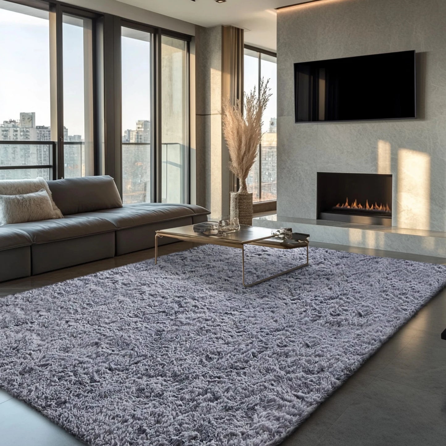 Hign-concerned Shag Area Rug Living Room Plush Modern