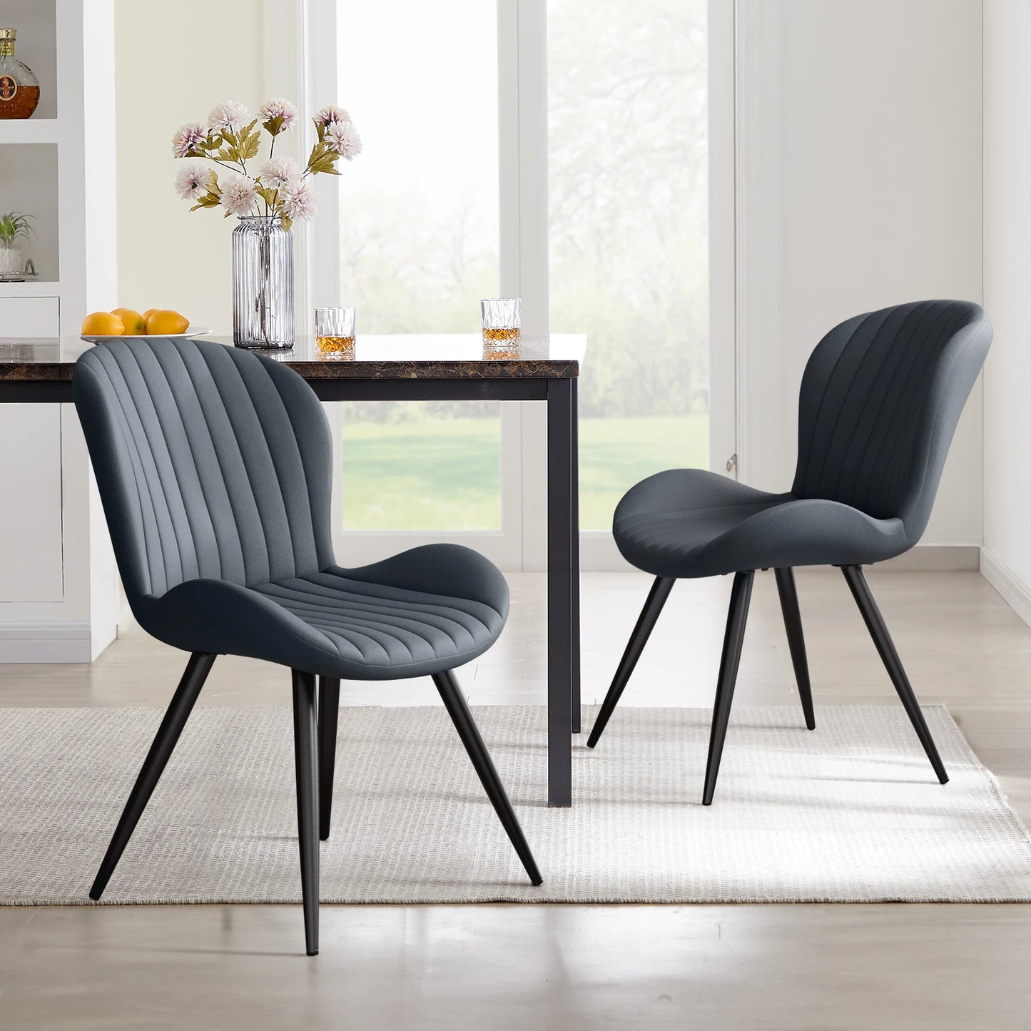 Nalupatio Dining Chair Set of 2 Modern Cushioned Backrest