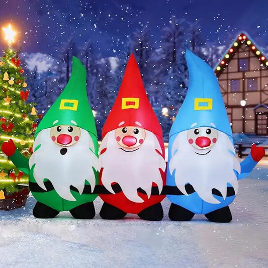 GOOSH Christmas Inflatable Gnomes Decoration LEDs Built In
