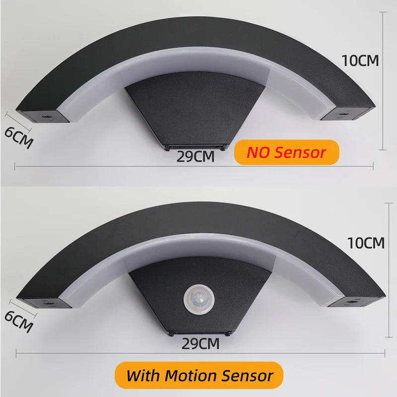 Aluminum LED Wall Lamp Outdoor Motion Sensor Waterproof IP65 Garden Lights Street Corridor Stairs Lighting