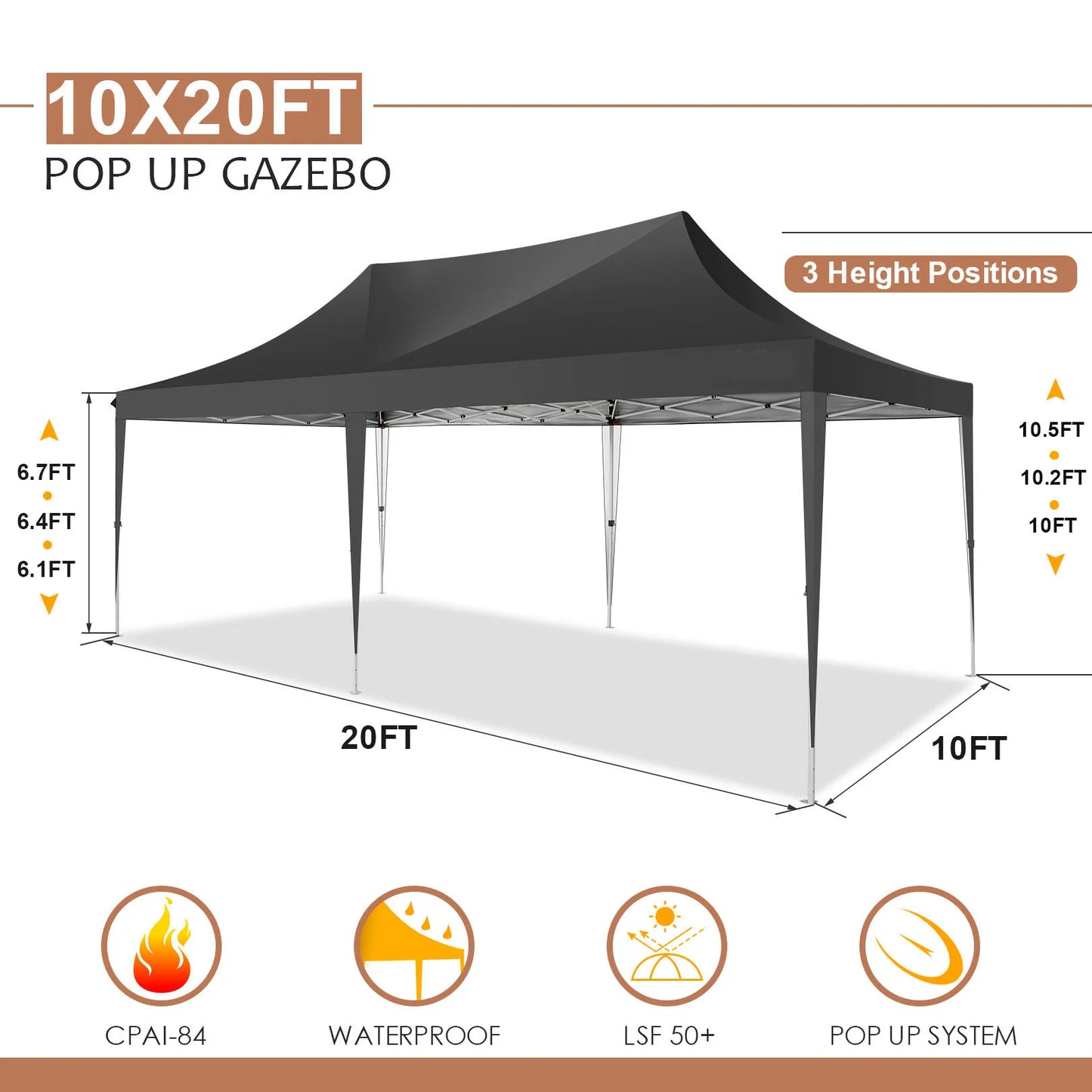 COBIZICN Pop Up Gazebo Canopy UV50 Plus Waterproof Party Tent