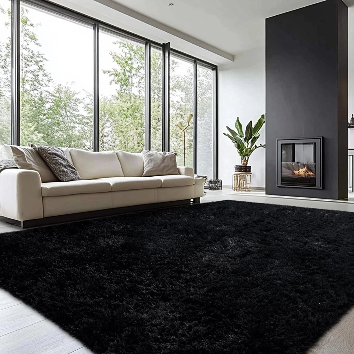 Hign-concerned Shag Area Rug Living Room Plush Modern