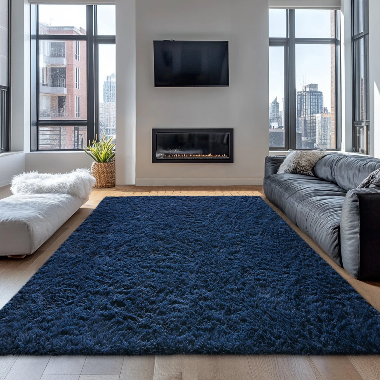 Hign-concerned Shag Area Rug Living Room Plush Modern