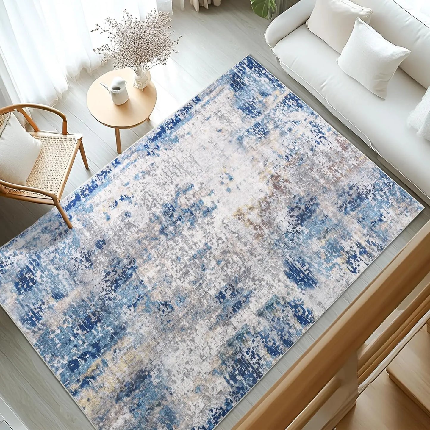 NoahasCN Modern Abstract Living Room Area Rug Non Slip