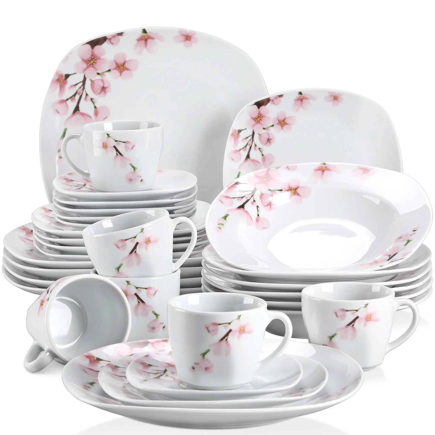 Malacasac Annie Porcelain Dinnerware Set With Plates Cups