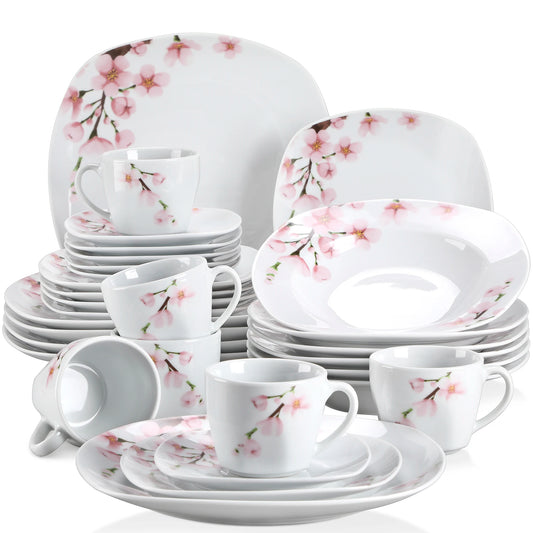 Malacasac Annie Porcelain Dinnerware Set With Plates Cups