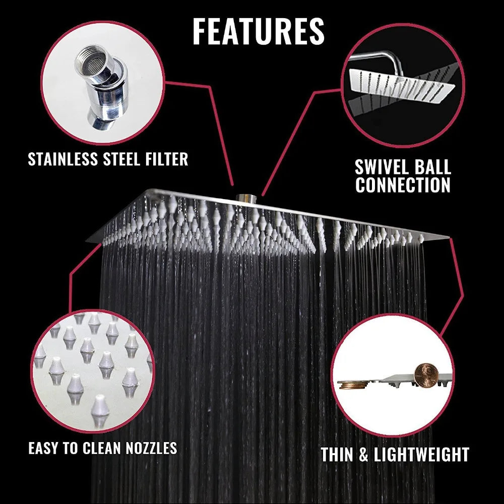 Rozin Stainless Steel Ultrathin Rainfall Shower Head