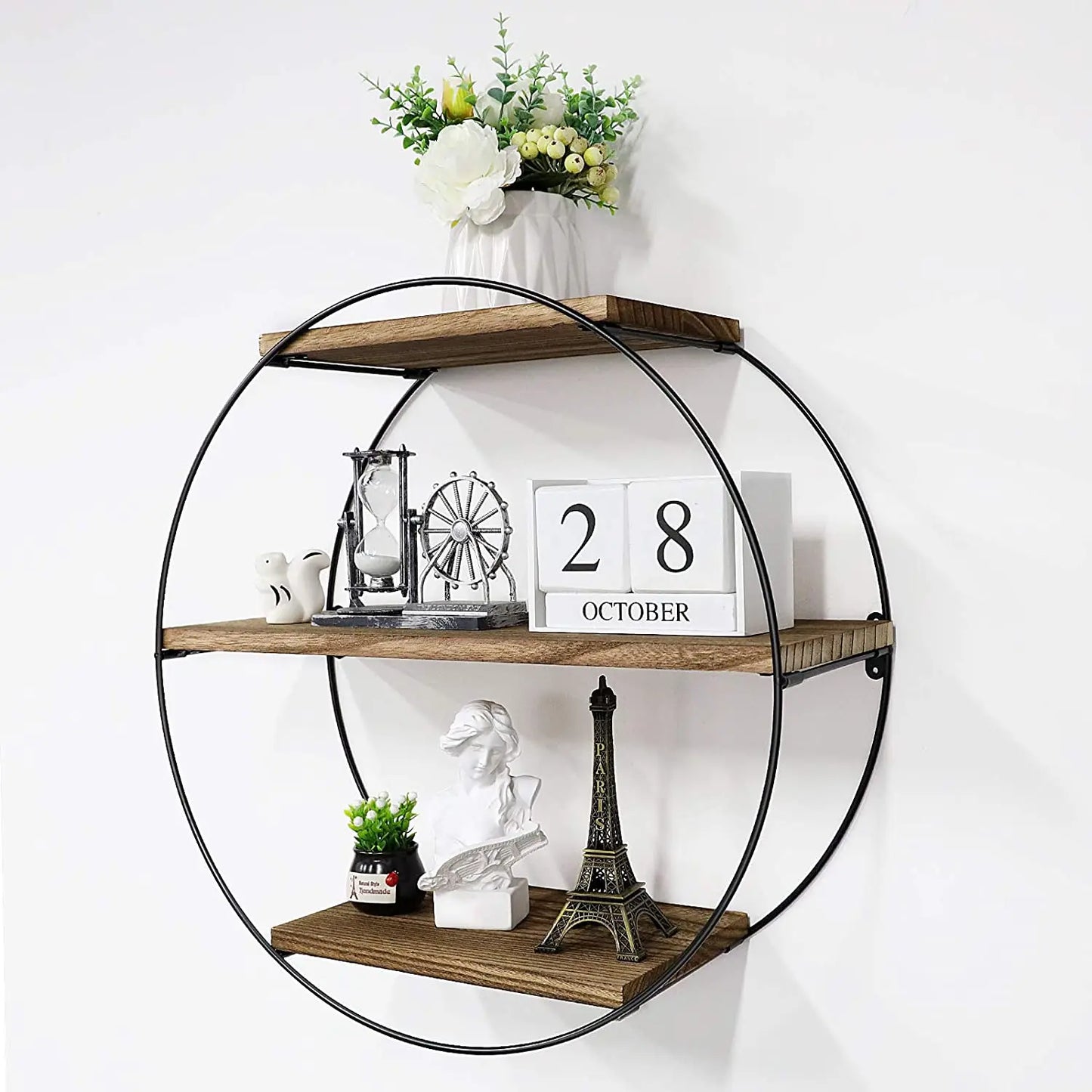 Hign-concerned Rustic 3 Tier Floating Wall Shelves Set