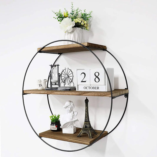 Hign-concerned Rustic 3 Tier Floating Wall Shelves Set