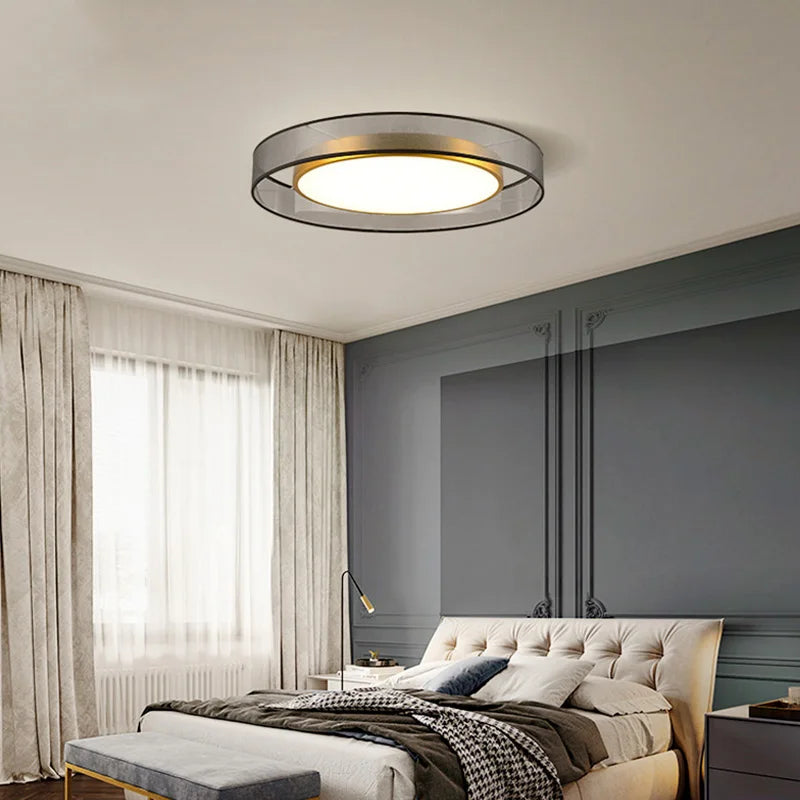 LED Ceiling Light All Copper Modern Nordic Round Decorative Light for Living Room and Bedroom