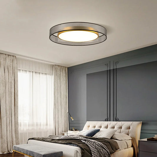 LED Ceiling Light All Copper Modern Nordic Round Decorative Light for Living Room and Bedroom