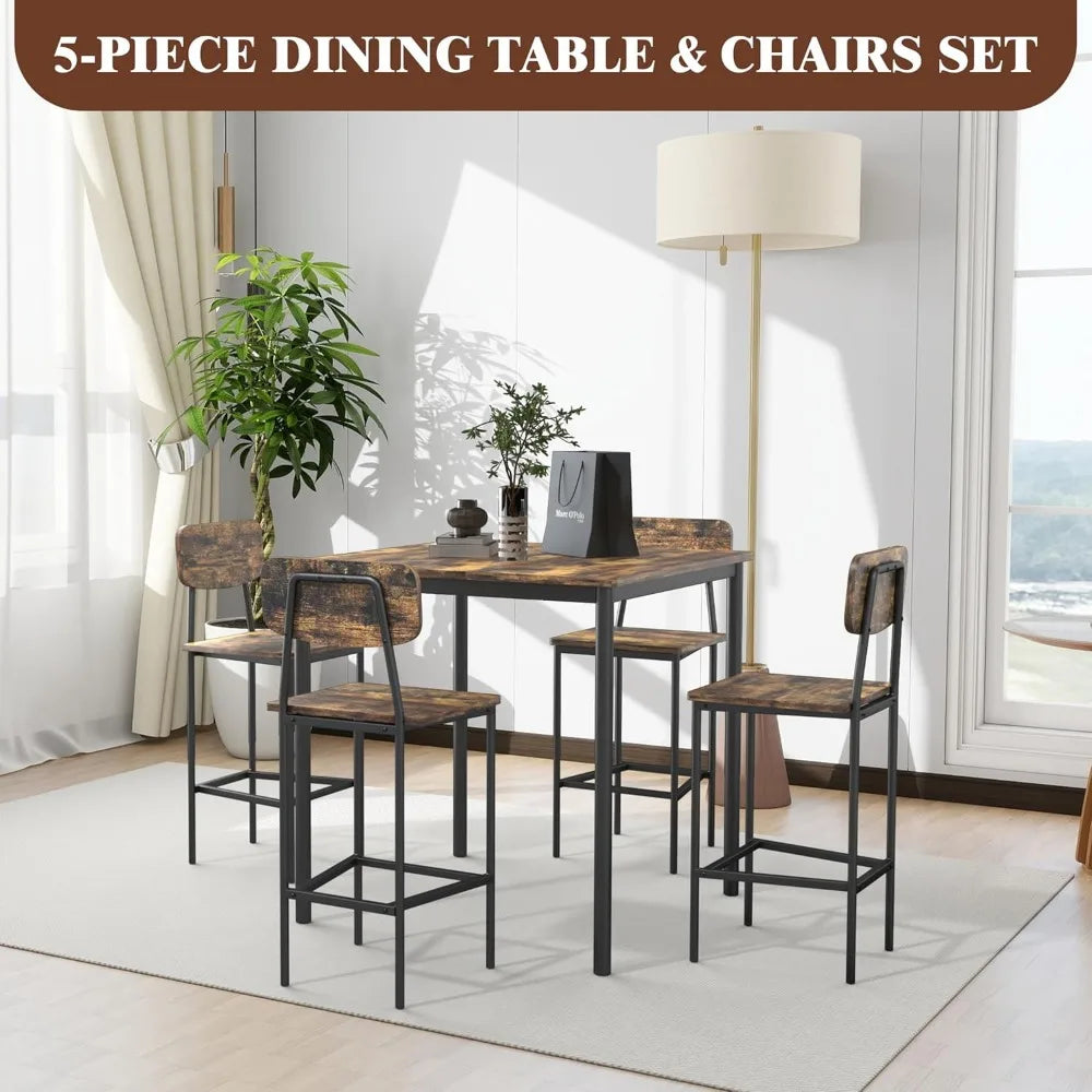 Kitchen Table and Chairs of 4, Space-Saving Dining Set