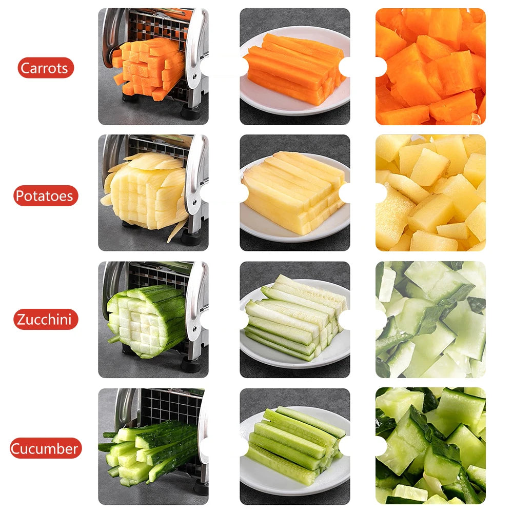Stainless Steel Manual Potato Chipper with 36/64 Holes Blades for Fast Cutting of Fruits and Vegetables