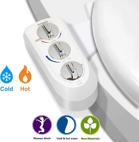 Hibbent Toilet Seat Bidet Dual Nozzle Hot Cold Water