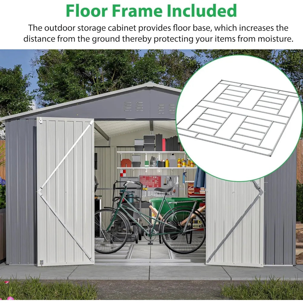 Galvanized Steel Outdoor Storage Shed With Floor Frame