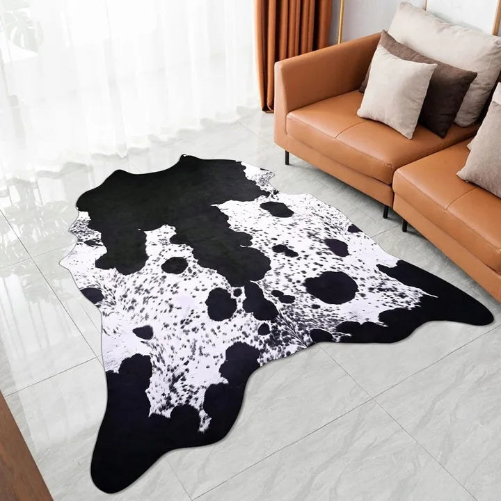American Style Animal Print Rug Faux Fur Cowhide Rug