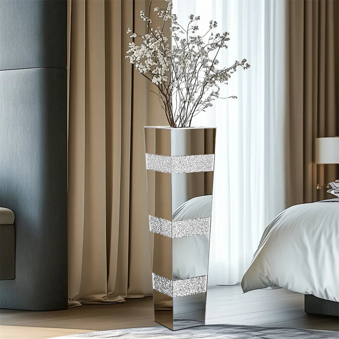 Function Modern Floor Vase Crystal Mirrored Flower Vase