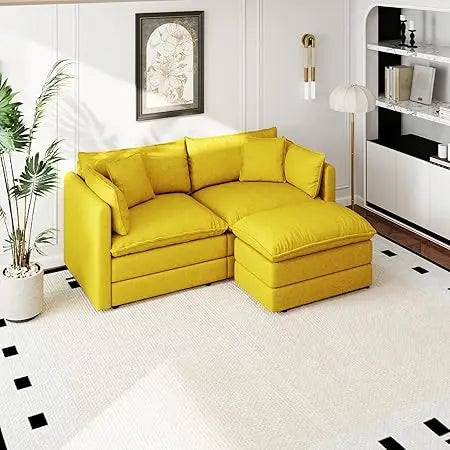 Modular Sectional Sofa Modern Convertible Loveseat Couch 77.16 Inch Deep 2-Seater Comfy Chenille Cloud Sofa