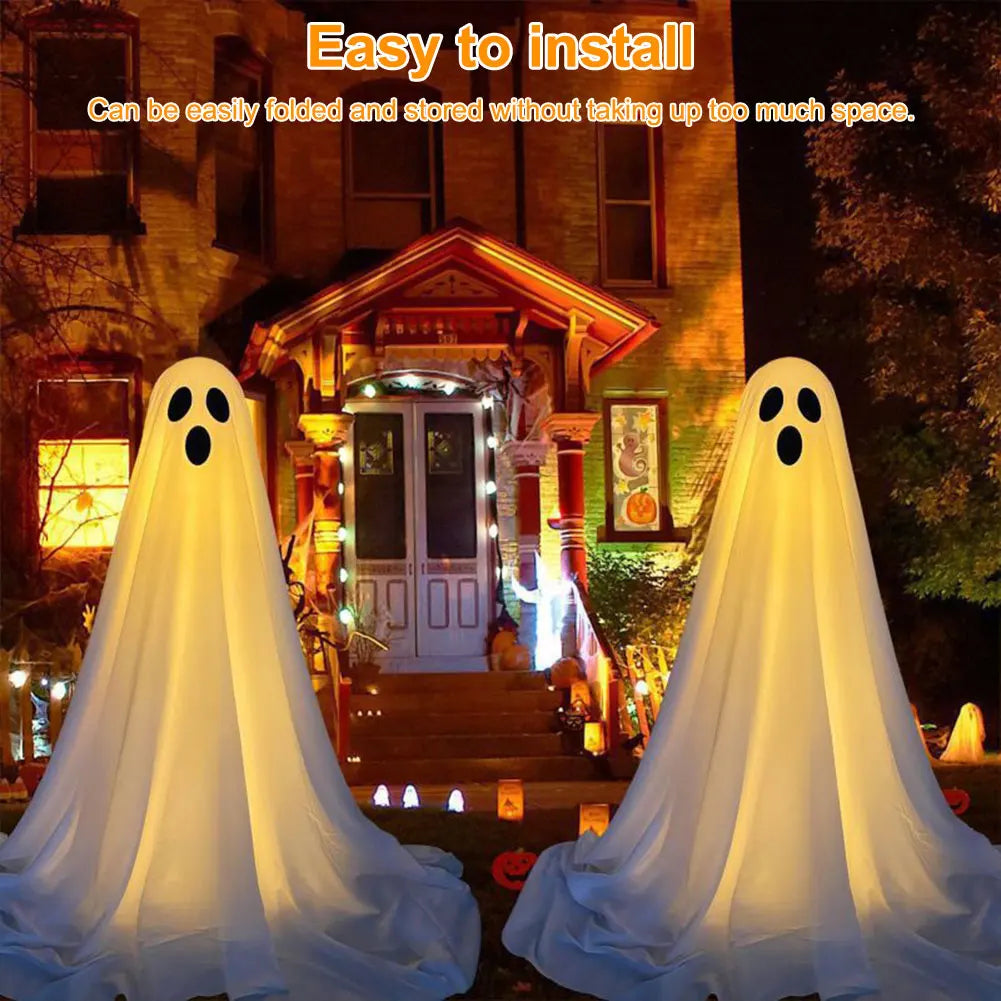Lighted Spooky Ghost Decor With String Lights For Halloween