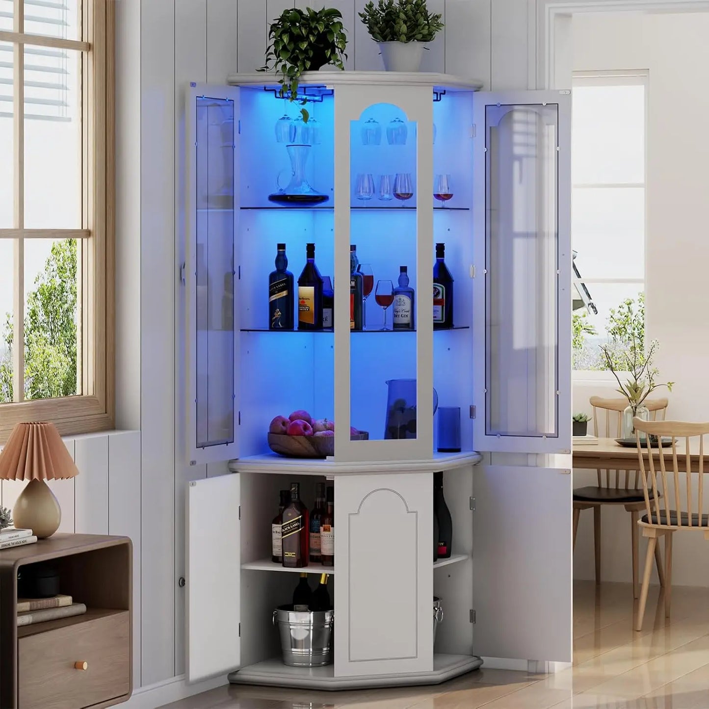 Lady Bug Limited Corner Bar Cabinet With LED Lights