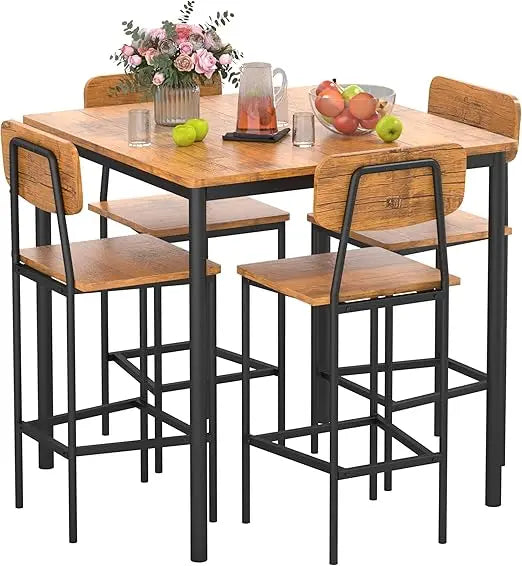 Kitchen Table and Chairs of 4, Space-Saving Dining Set