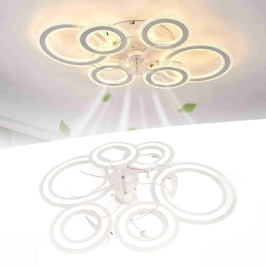 Ceiling Fan Light LED Nordic Modern Ceiling Fan Lamp 6 Rings for Bedroom Living Room Dining Room