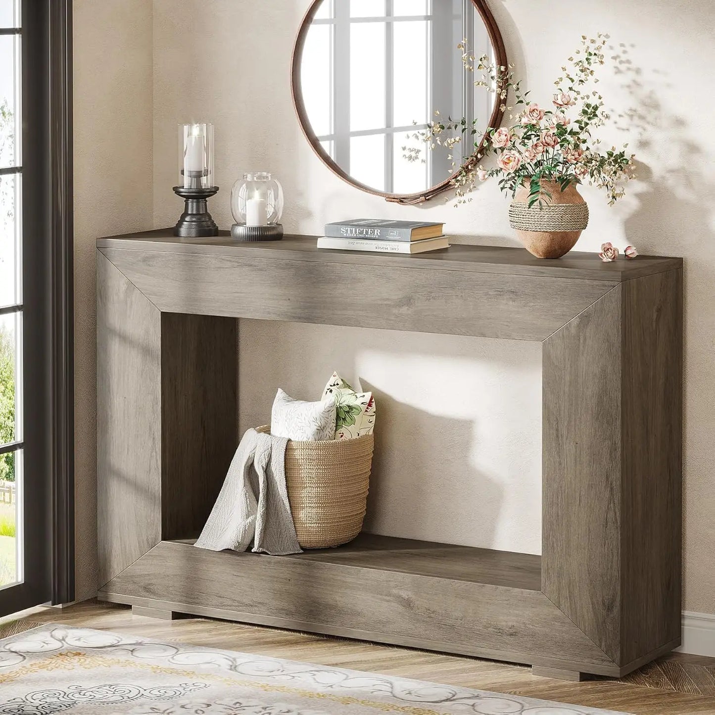 Hign-concerned Farmhouse Console Table With Storage Entryway