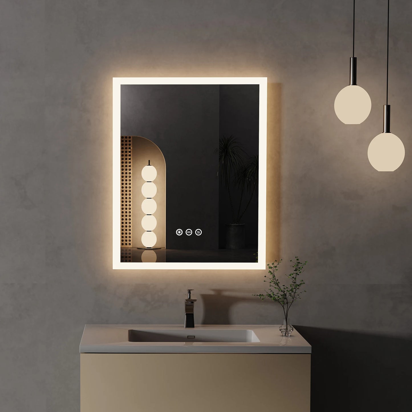 16x20 Inch LED Lighted Bathroom Mirror with Anti Fog Wall Mounted Vanity Mirror with Smart Touch Button and Memory Function