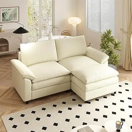 Modular Sectional Sofa Modern Convertible Loveseat Couch 77.16 Inch Deep 2-Seater Comfy Chenille Cloud Sofa