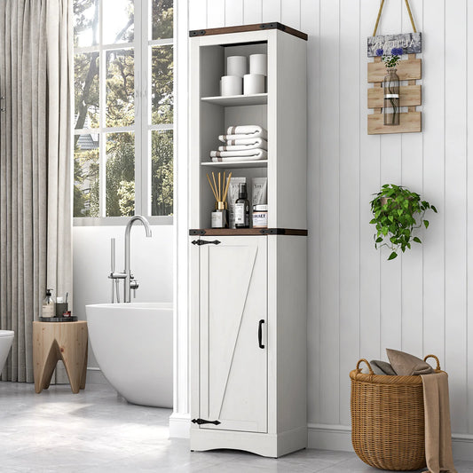QiaoShiRenHignconcerned Farmhouse Storage Cabinet Barn Door