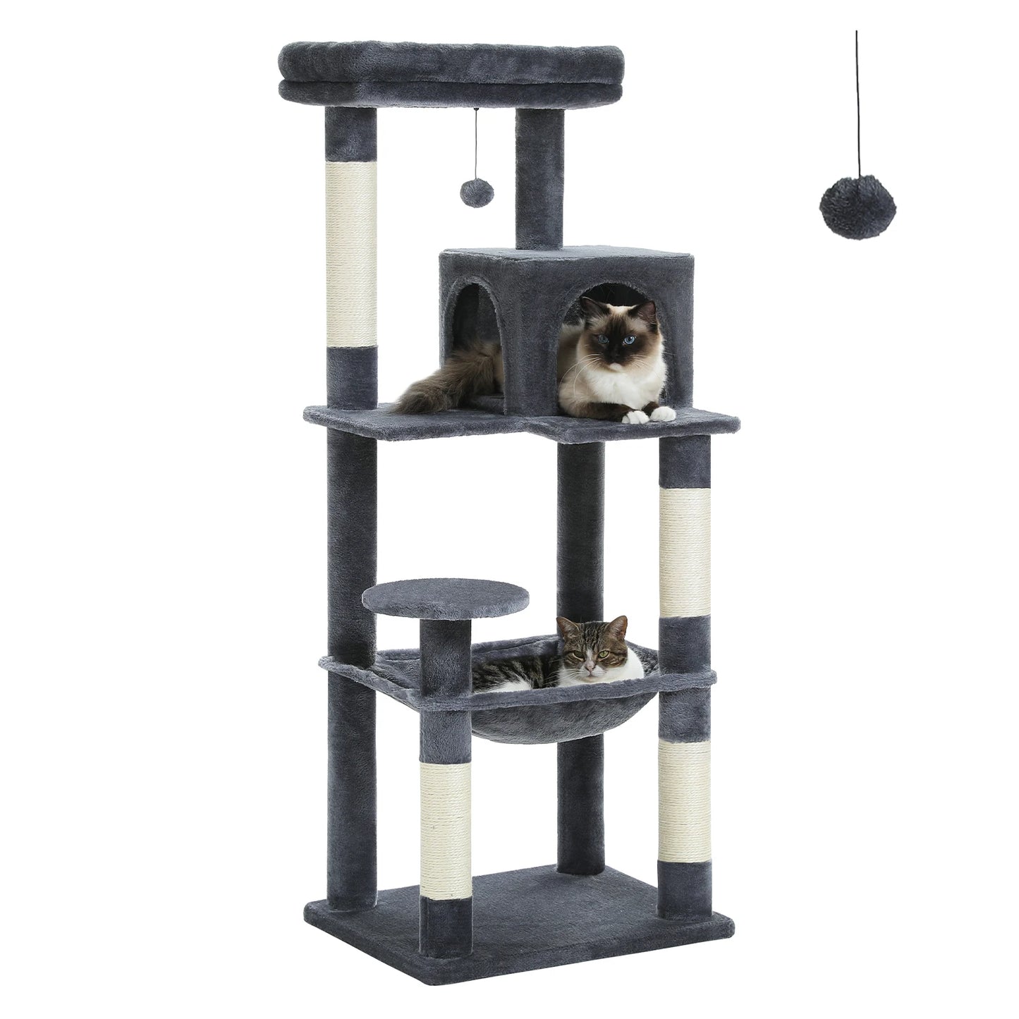 Cat Tree for Indoor Cats 5 Level Cat Tower with Large Hammock and Sisal Covered Scratching Posts Cozy Condo and Top Perch