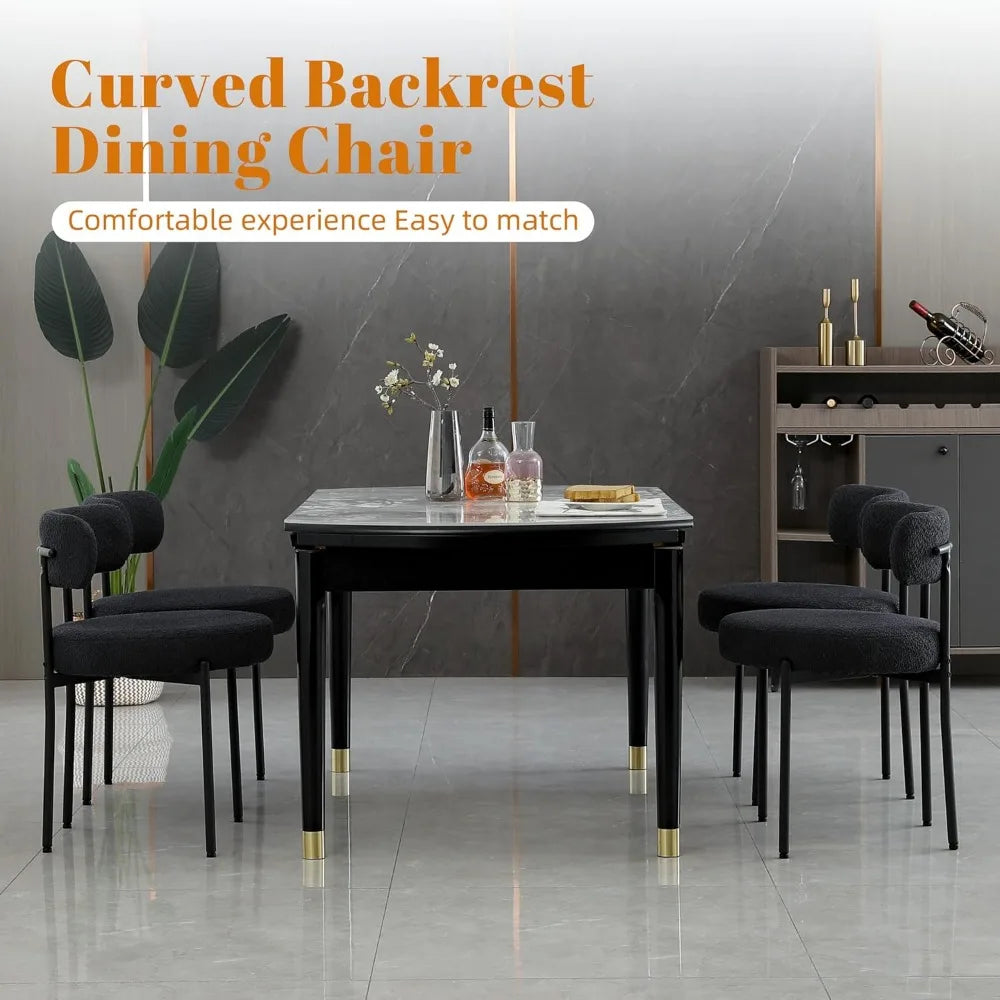 ZHUXIANG Boucle Dining Chairs Set of 2 Mid Century Modern