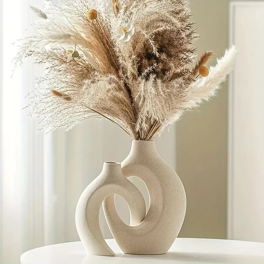 2pc Ceramic Vase Artwork for Living Room Bedroom Cafe Decor